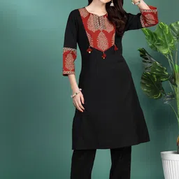 Nayam By Lakshita Floral Printed Sequinned Regular Straight Kurta & Palazzos-image-93