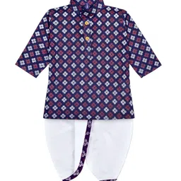 BAESD Boys Ethnic Motifs Printed Regular Pure Cotton Kurta with Dhoti Pant-96