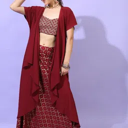 Vishudh Women Red Kurti with Churidar & Jacket-picture-52