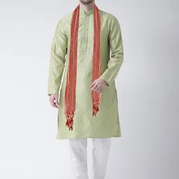 SG LEMAN Men Sea Green Raw Silk Kurta with Pyjamas & With Dupatta-picture-17