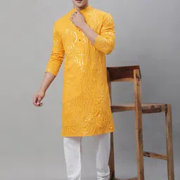 SOJANYA Geometric Embroidered Pure Cotton Kurta With Churidar-image-27