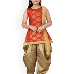 BAESD Girls Ethnic Motifs Woven Design Kurti With Patiala & Dupatta-image-15
