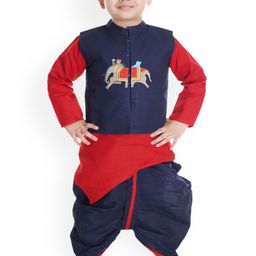 BAESD Boys Ethnic Motifs Printed Layered Kurta with Dhoti Pants-image-95
