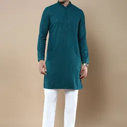 Anouk Men Floral Embroidered Regular Chikankari Kurta with Pyjamas-23