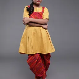 Aks Kids Girls Leheriya Yoke Design Kurta with Dhoti Pants-image-36