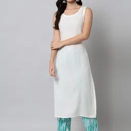 KALINI Women White & Blue Viscose Rayon Straight Kurta with Trousers-picture-12