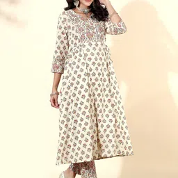 Anouk Ethnic Motifs Printed Regular Pure Cotton Kurta with Trousers & With Dupatta image 4