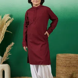 Sangria Boys Ethnic Motifs Embroidered Regular Chikankari Kurta with Dhoti Pant-picture-23