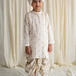 Tiber Taber Boys Floral Printed Pure Cotton Kurta with Dhoti Pants-57