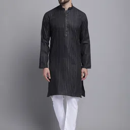 Armaan Ethnic Self Designed Striped Mandarin Collar Kurta with Pyjamas-picture-55