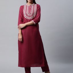 Sringam Ethnic Motifs Yoke Design Mirror Work Kurta with Trousers-picture-19