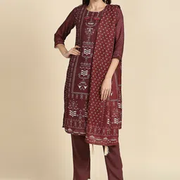 MADHURAM Women Floral Embroidered Mirror Work Kurta with Trousers & Dupatta-picture-28