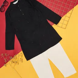 indus route by Pantaloons Boys Floral Embroidered Regular Kurta With Pyjamas-image-89