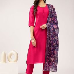 Anouk Round Neck A-Line Kurta With Trousers & Dupatta-38