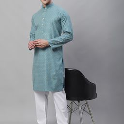 SOJANYA Mandarin Collar Ethnic Motifs Printed Kurta with Churidar-image-15