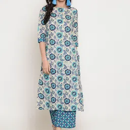 Sera Women Off White Ethnic Motifs Printed Pure Cotton Kurta Set-19