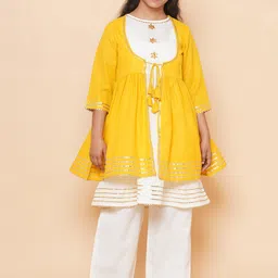 Modish Couture Girls Gotta Patti Kurta With Palazzos & Jacket-image-108