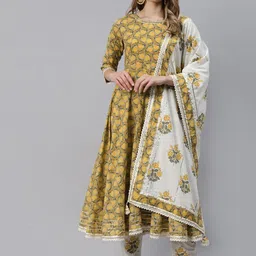Divena Floral Printed Sequinned Pure Cotton Kurta with Trousers & With Dupatta-picture-26