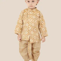 Ethniks Neu-Ron Boys Ethnic Motifs Printed Pure Cotton Straight Kurta With Dhoti Pants-picture-17