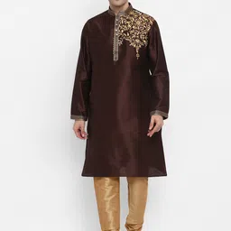 ROYAL KURTA Floral Embroidered Thread Work Dupion Silk Kurta With Churidar-image-19