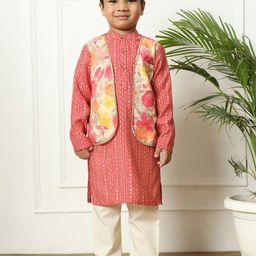 Readiprint Fashions Boys Ethnic Motifs Printed Regular Pure Cotton Kurta with Pyjamas-picture-40