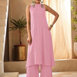 DRESOUL Sleeveless A-Line Kurta with Palazzos-11