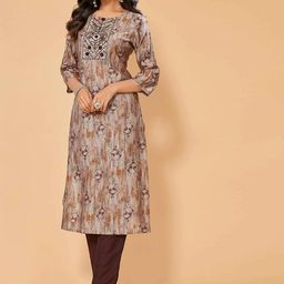 SUNDARNAARI Ethnic Motifs Printed Regular Chanderi Cotton Kurta With Trousers-image-11