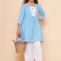 Modish Couture Girls Bandhani Printed Empire Gotta Patti Kurta With Salwar-picture-56