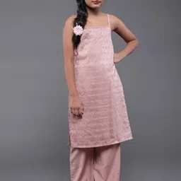 Aks Kids Girls Ethnic Motifs Embroidered Thread Work Kurta With Palazzos-image-92