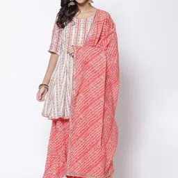 Biba Ethnic Motifs Printed Empire Kurti With Sharara & Dupatta-9