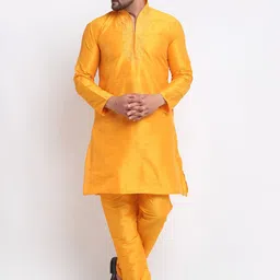 Armaan Ethnic Floral Yoke Design Thread Work Dupion Silk Kurta with Churidar-image-88