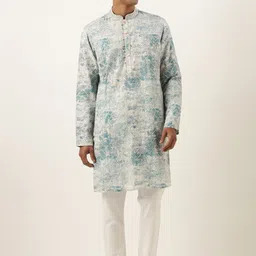 TheEthnic.Co Ethnic Motifs Embroidered Regular Sequinned Pure Cotton Kurta with Pyjamas-picture-43