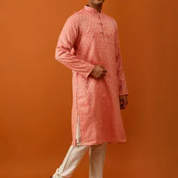 Streaks & Crosses Ethnic Motifs Woven Design Regular Kurta with Churidar-image-82