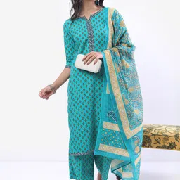 KETCH Ethnic Motifs Printed Kurta with Palazzos & Dupatta-41