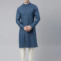 TheEthnic.Co Self Design Angrakha Pure Cotton Kurta With Churidar-picture-46