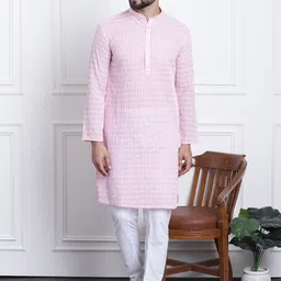 SOJANYA Ethnic Motifs Embroidered Regular Pure Cotton Kurta with Churidar-image-80