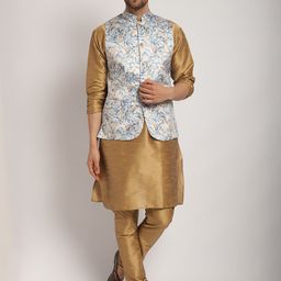 Kaifoo Mandarn Collar Kurta with Churidar & Jacket-picture-36