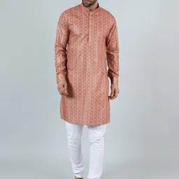 Wintage Ethnic Motifs Printed Mandarin Collar Long Sleeves Straight Kurta with Pyjama-image-57