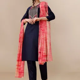 KALINI Floral Embroidered Sequined Kurta with Trousers & Dupatta-picture-14