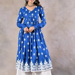 Rustorange Women Printed V Neck Anarkali Kurta with Palazzos-picture-25
