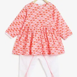 Campana Girls Ethnic Motifs Printed Pure Cotton A-Line Kurta With Dhoti Pant-image-31