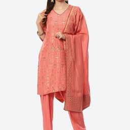 Biba Women Peach-Coloured Ethnic Motifs Embroidered Kurta with Salwar & With Dupatta-picture-13