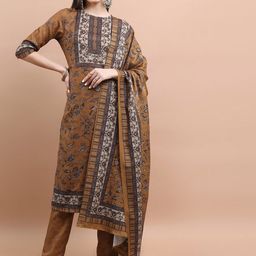 Vishudh Floral Printed Regular Kurta with Trousers & With Dupatta-2