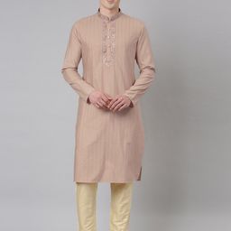TheEthnic.Co Striped Thread Work Pure Cotton Kurta With Pyjamas-picture-11