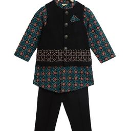 Tiber Taber Boys Ethnic Motifs Printed Pure Cotton Kurta With Trousers & With Waistcoat-20