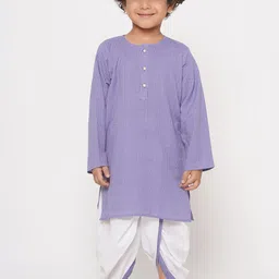 Little Bansi Boys Striped Thread Work Pure Cotton Kurta with Dhoti Pants-18