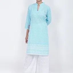 Trendzmy Ethnic Motifs Embroidered Straight Kurta With Palazzos-picture-53