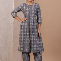 Sangria Ethnic Motifs Printed Pure Cotton Kurta Sets-picture-36