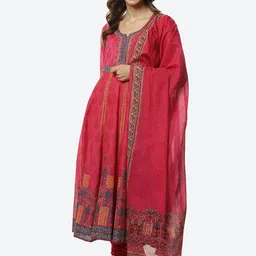 Biba Women Printed Anarkali Kurta with Churidar & With Dupatta-picture-47