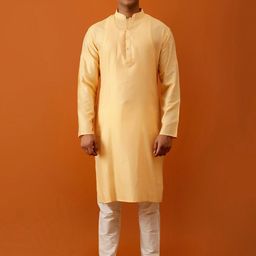 Streaks & Crosses Striped Mandarin Collar Regular Kurta with Churidar-image-65